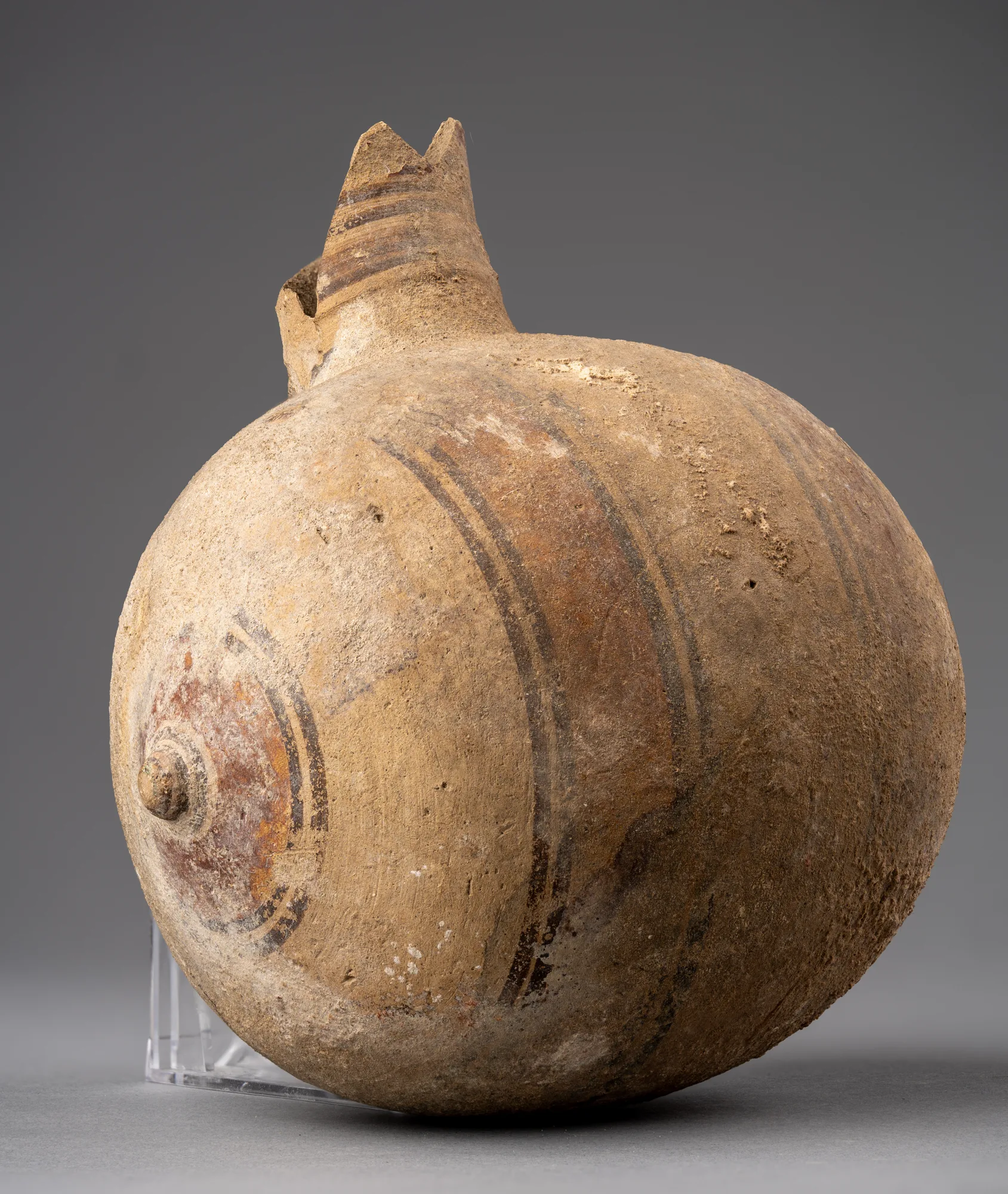 Bichrome Barrel Jug with Circled End-Knobs, Geometric III Cypriot