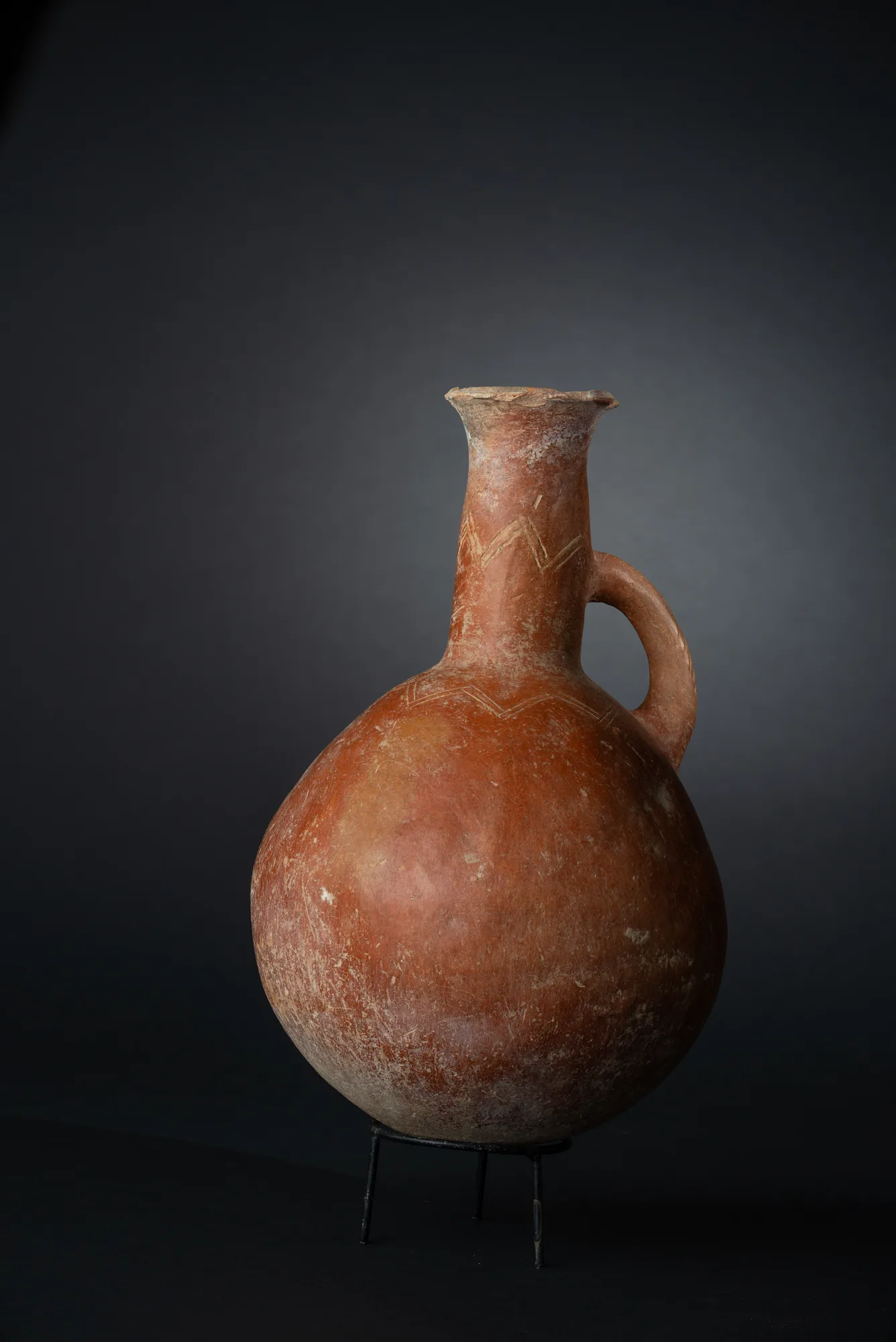 Red Polished Jug with Incised Chevron Collars, Middle Bronze Age I Cypriot