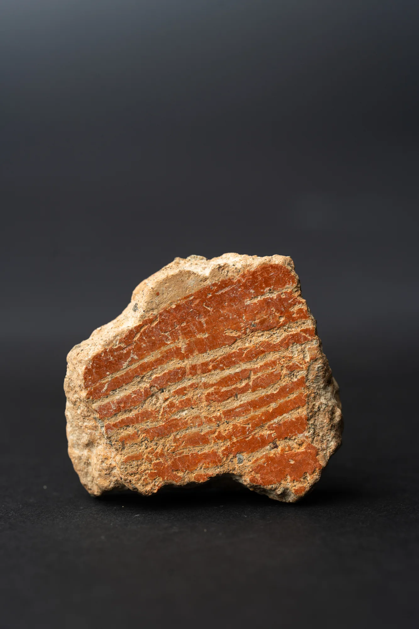 Combed Ware Bowl Fragment with Parallel Bands, Neolithic Cypriot pottery