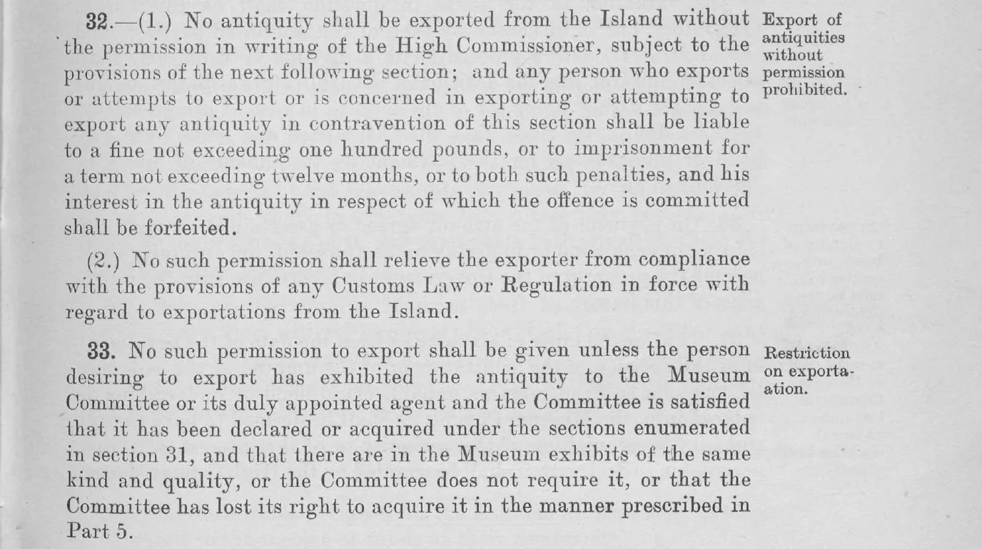 The Antiquities Laws of 1905 and 1935