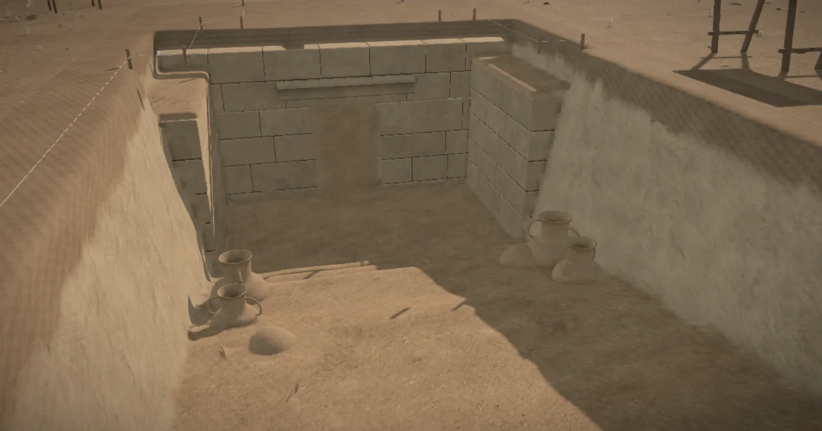 A Cypriot chamber tomb and its entrance passage under excavation