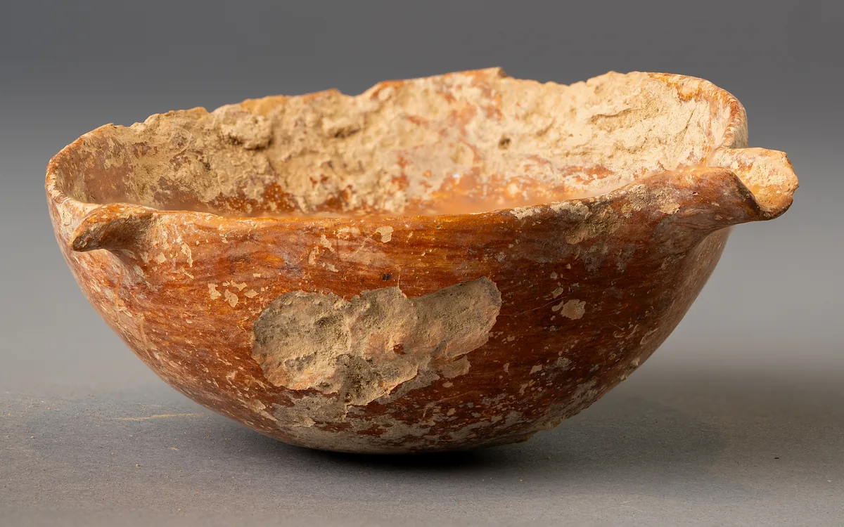 Red Polished Bowl with Two Opposed Tab Lugs