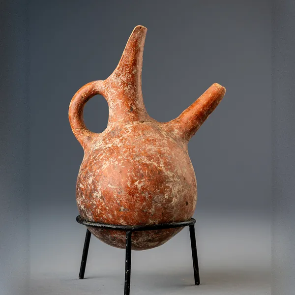 Red Polished Beak-Spouted Jug with Side-Spout