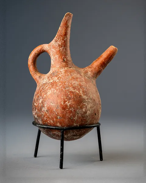 Red Polished Beak-Spouted Jug with Side-Spout