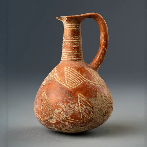 Red Polished Juglet with Hatched Triangles