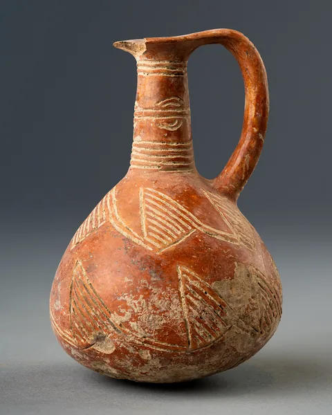 Red Polished Juglet with Hatched Triangles