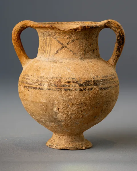 White Painted Amphoriskos on a Conical Foot