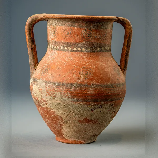 Bichrome Red Amphora with Concentric Circles and a Row of White Dots