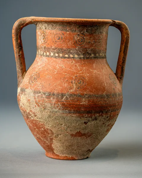 Bichrome Red Amphora with Concentric Circles and a Row of White Dots