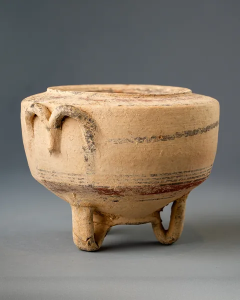 Bichrome Tripod Jar with Double-Loop Handles