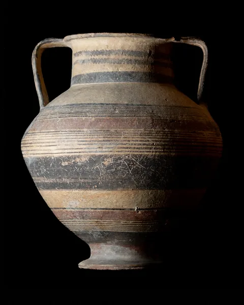 Bichrome Amphora on a Pedestal Foot with Wavy Lines on the Neck