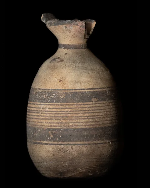 White Painted Sack-Shaped Jug with Banded Body
