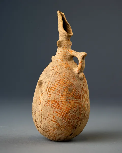 White Painted II Jug with Cut-away Neck and Lattice Panels