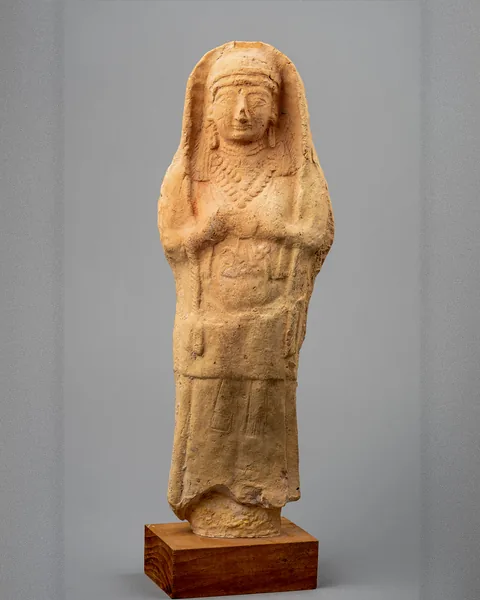 Hollow Mould-Made Female Votary of the Achna Type, Hands to the Breasts