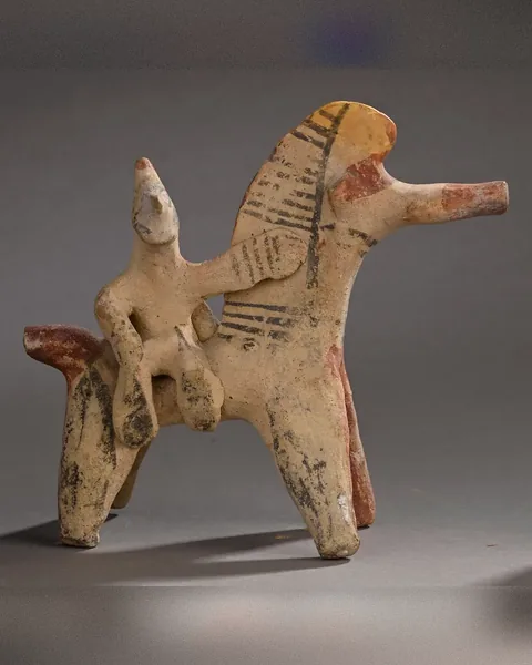 Handmade Horse and Rider with a High Painted Crest