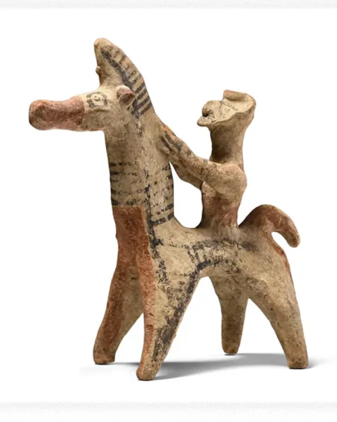 Handmade Horse and Rider, the Rider in a Flaring Cap
