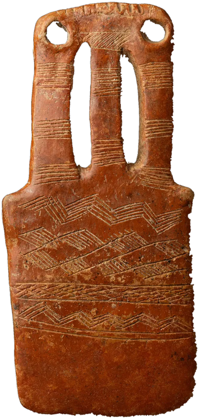 The three-necked figure at true relative scale, 23.2 cm high.
