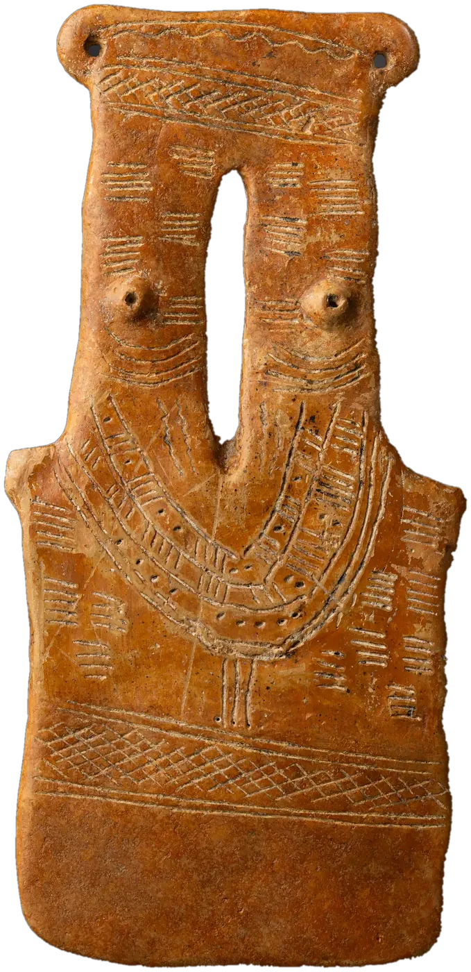 The two-necked figure at true relative scale, 25.4 cm high.