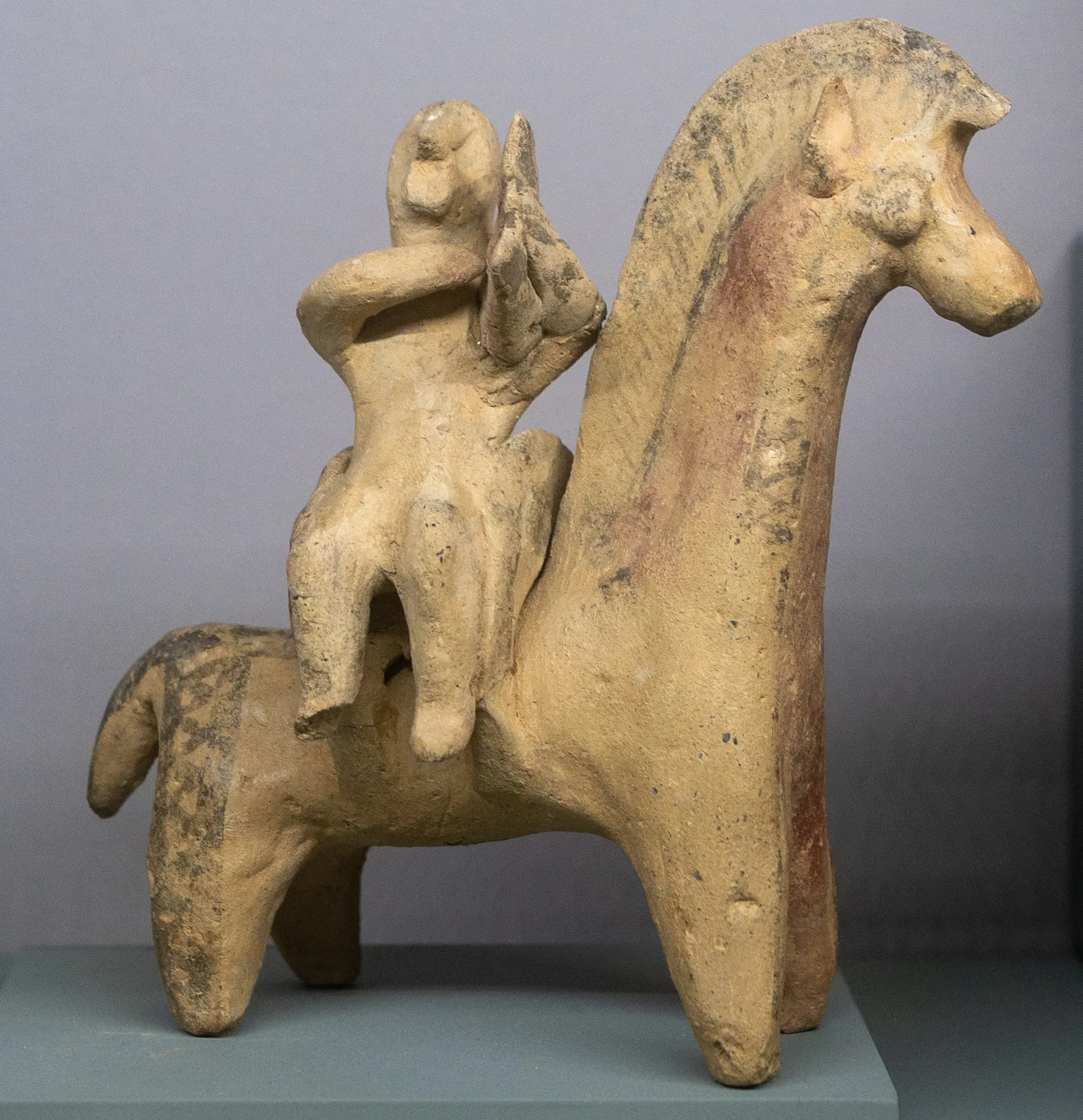 Terracotta Musician Horse Rider, Geometric Cypriot statue