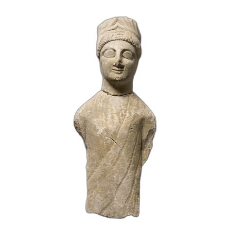 Wreathed head of a fragmentary votive figure, Classical Cypriot statue