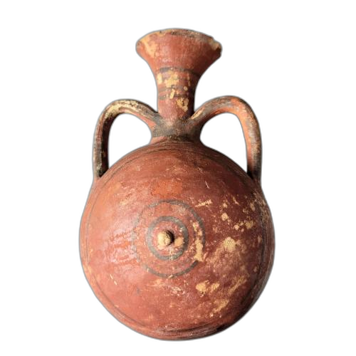 Black-on-red ware lentoid bottle, Geometric Cypriot