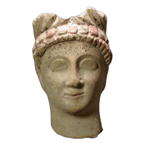 Head from a fragmentary male votive figure, Roman Cypriot statue