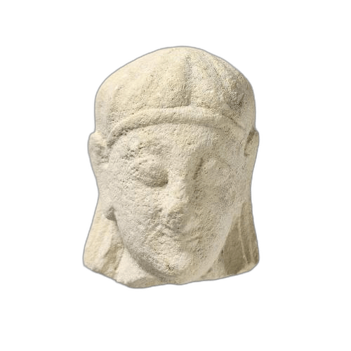 Head fragment of figure, Archaic II Cypriot statue