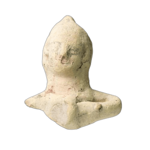 Head from a fragmentary figure wearing a conical hat, Archaic II Cypriot statue