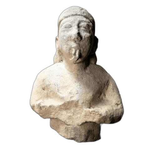 Fragmentary figure of a musician playing a double flute, Archaic II Cypriot statue