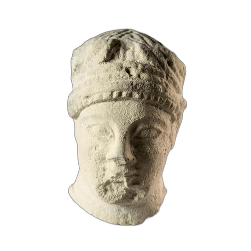 Head fragment of a male figure, Archaic II Cypriot statue