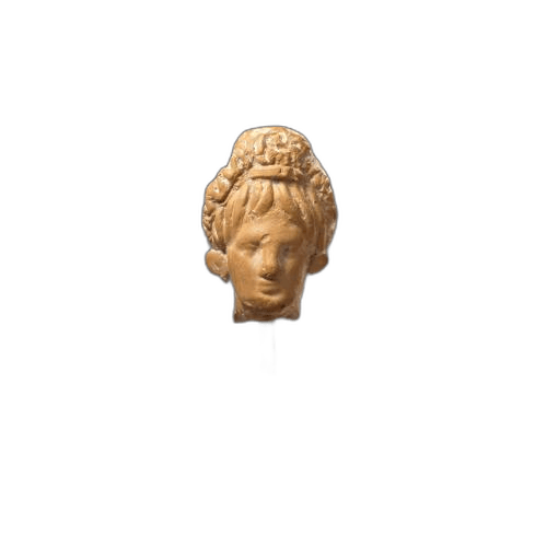 Fragmentary female figure with hair in "lampadion knot" and disc earrings, Roman Cypriot statue