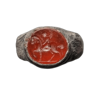 Ring with intaglio gem of Eros riding a horse, Roman Cypriot