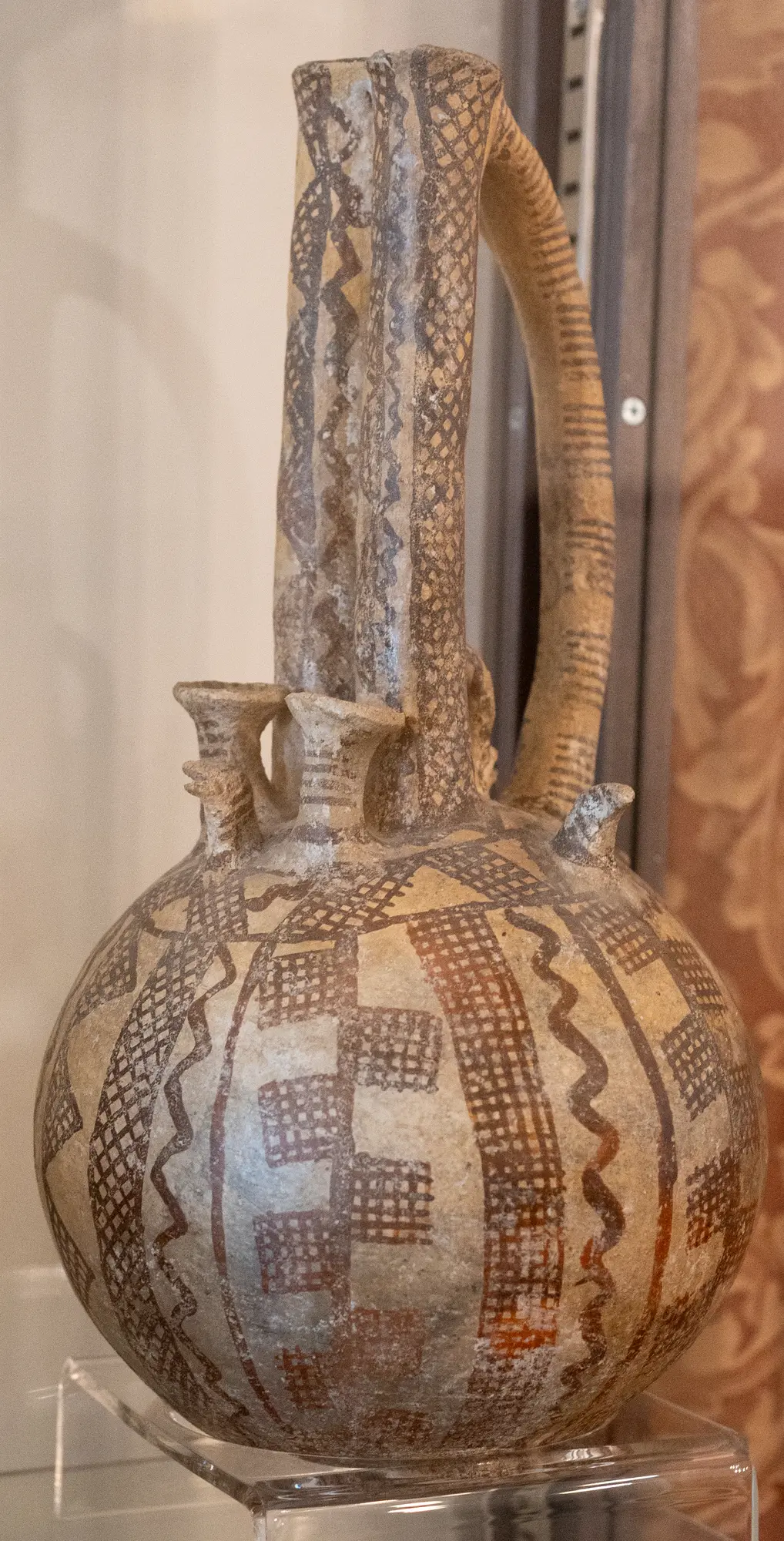 White Painted Twin Necked Jug, Late Bronze Age II Cypriot