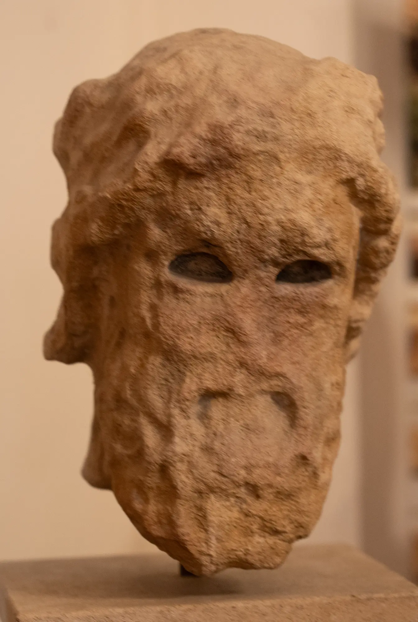 Large limestone head, Geometric Cypriot statue