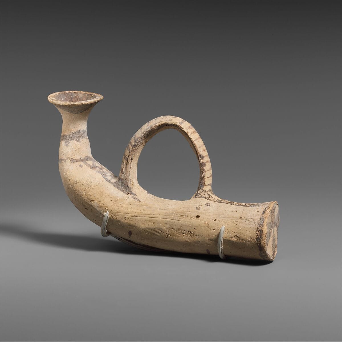 Terracotta vase in the shape of a horn, Geometric I Cypriot complex vessel