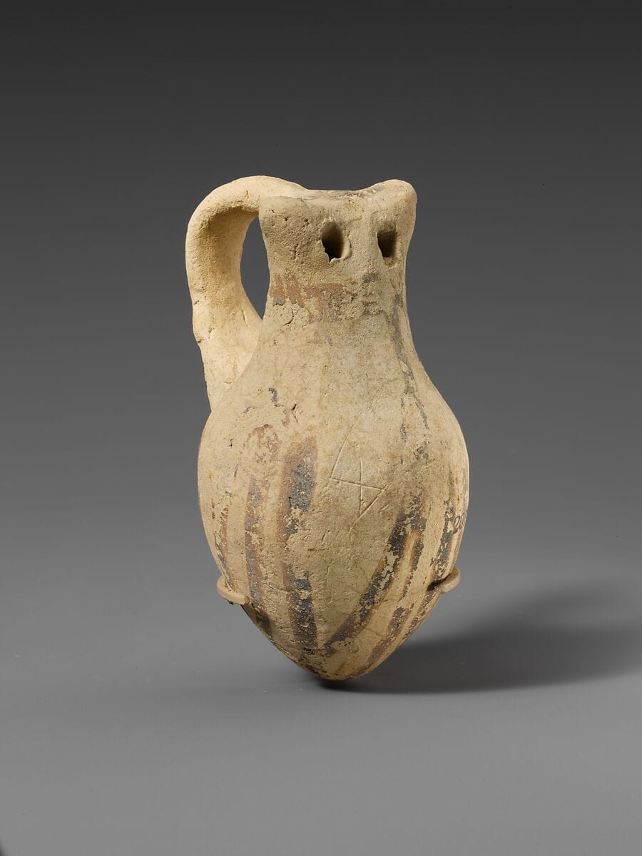 Terracotta rattle (?) in the form of an owl, Late Bronze Age I Cypriot statue