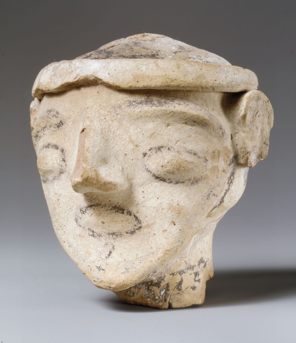 Terracotta male head, Late Bronze Age III Cypriot statue