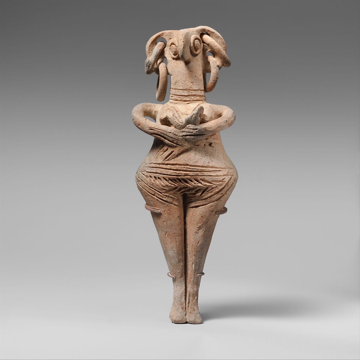 Terracotta statuette of woman with bird face, Late Bronze Age II Cypriot
