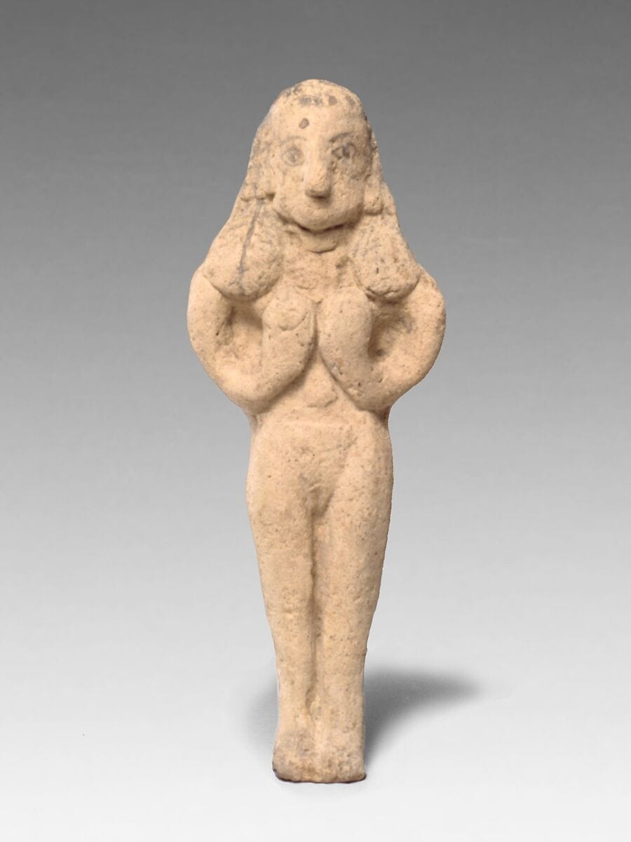 Terracotta statuette of a nude woman, Archaic II Cypriot