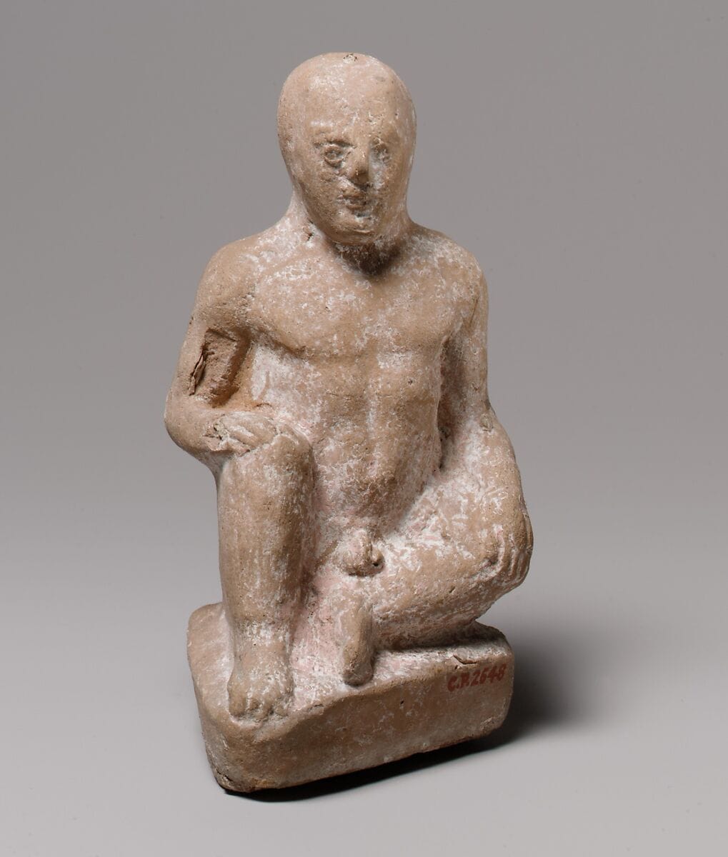Terracotta statuette of a seated boy, Classical Cypriot