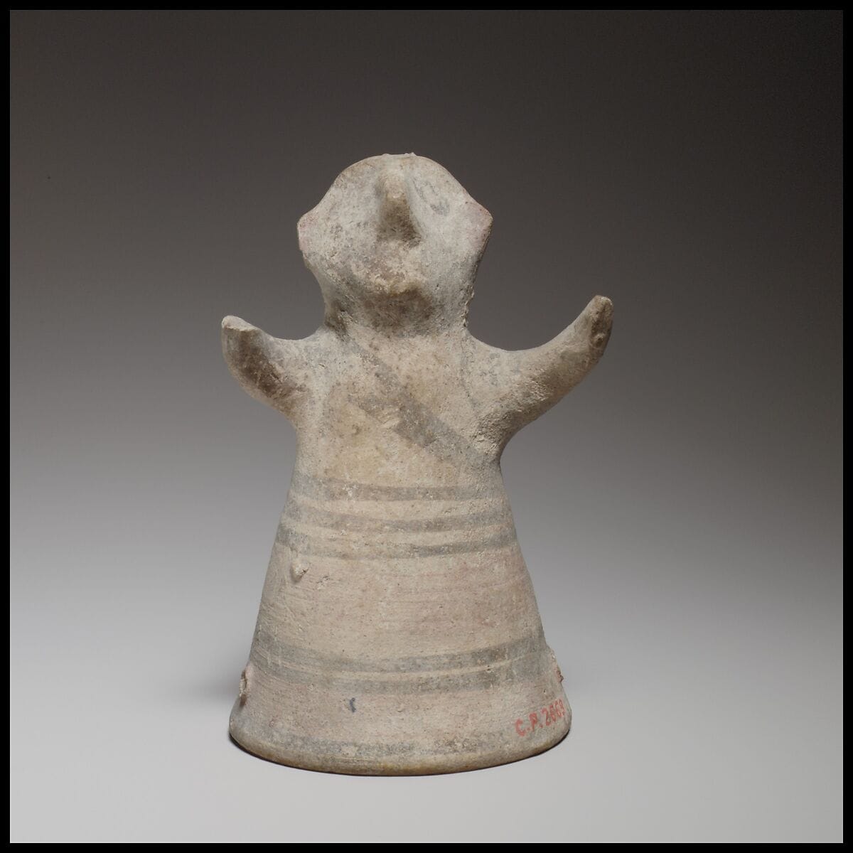 Standing male figurine with uplifted arms, Archaic I Cypriot statue