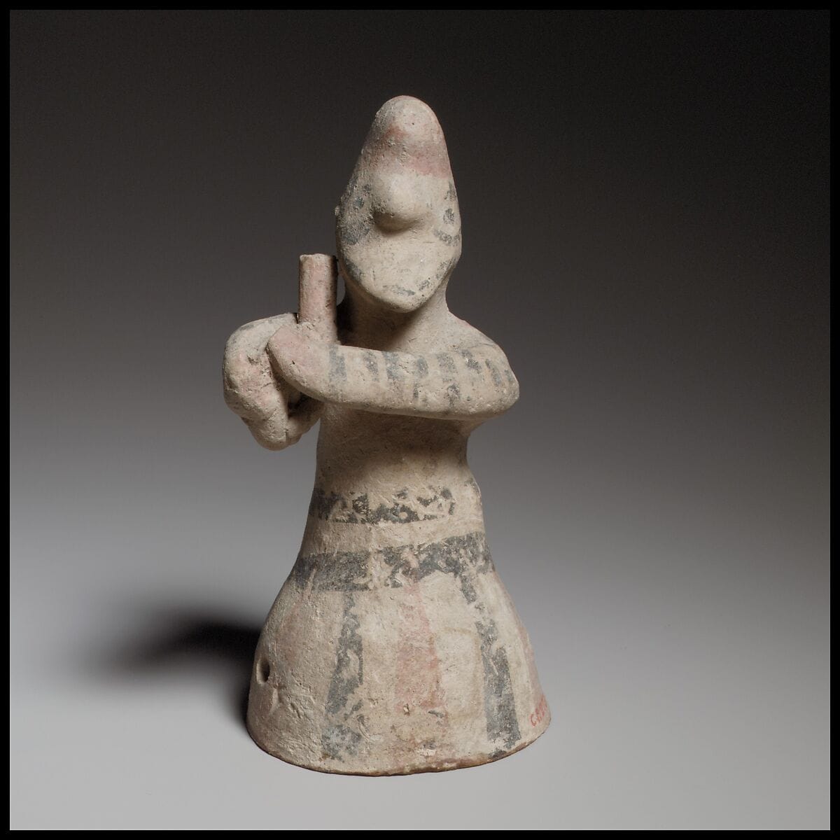 Standing male lyre player, Archaic I Cypriot statue