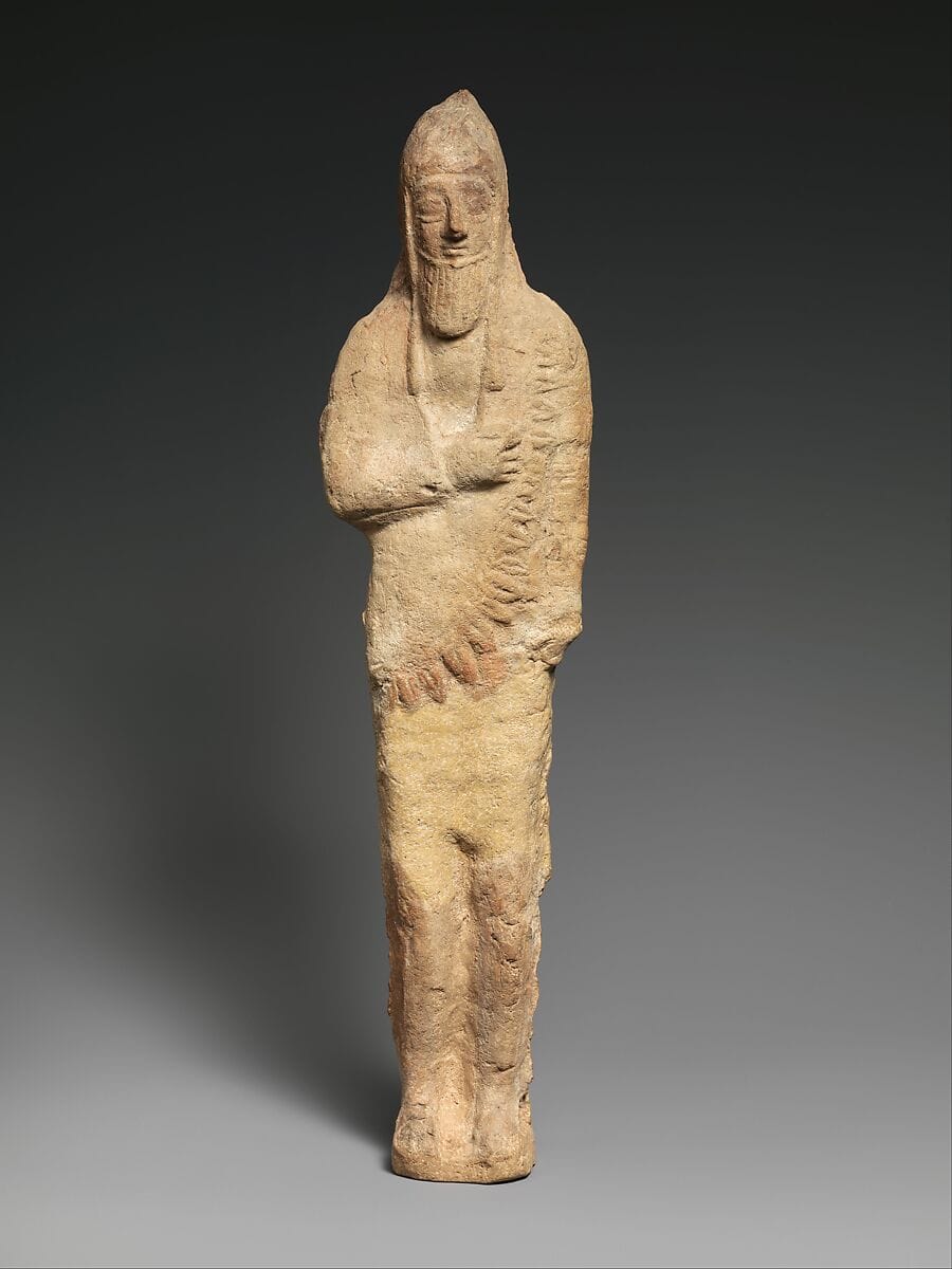 Standing male figurine of an "Assyrian" type, Archaic I Cypriot statue