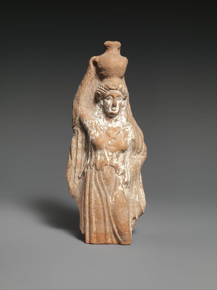 Terracotta statuette of a female votary carrying a hydria, Classical Cypriot