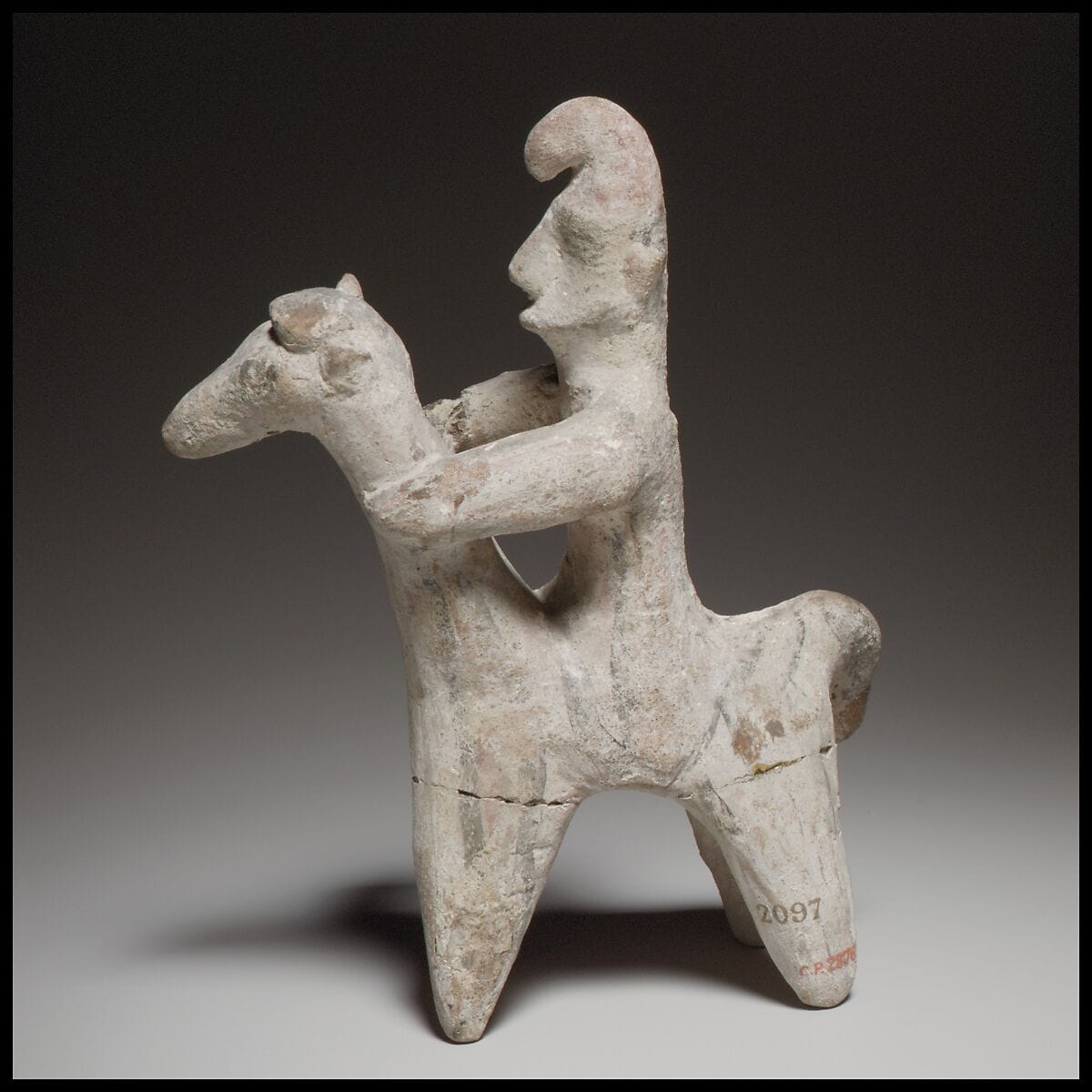 Horse and rider, Archaic II Cypriot statue