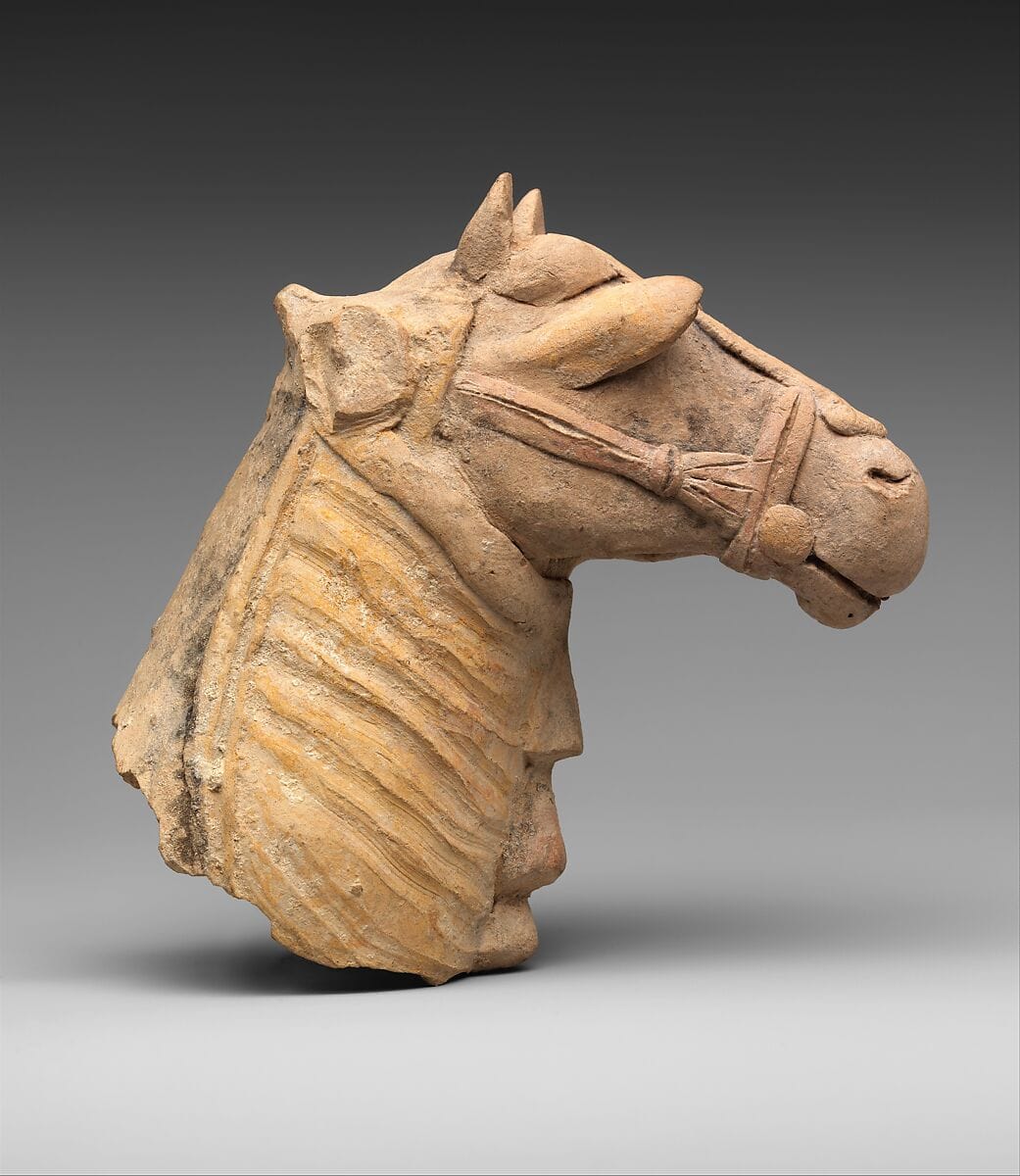 Horse's head with harness, Archaic II Cypriot statue