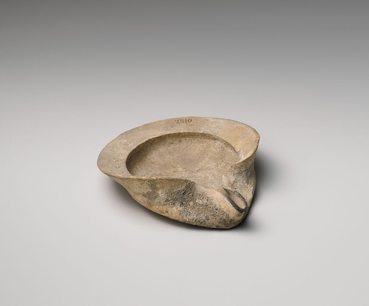 Terracotta saucer-shaped oil lamp, Classical Cypriot tool