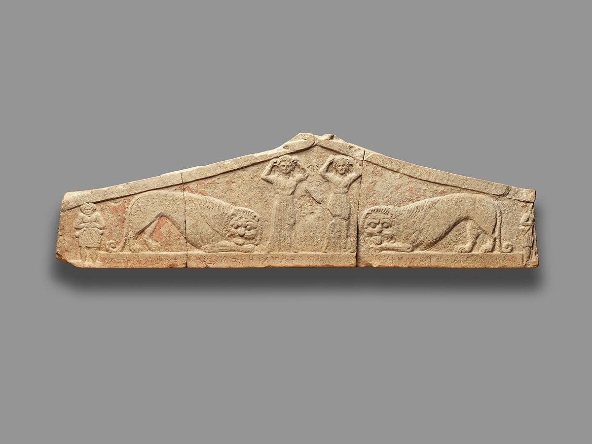 Limestone pediment from a funerary stele (shaft), Hellenistic Cypriot