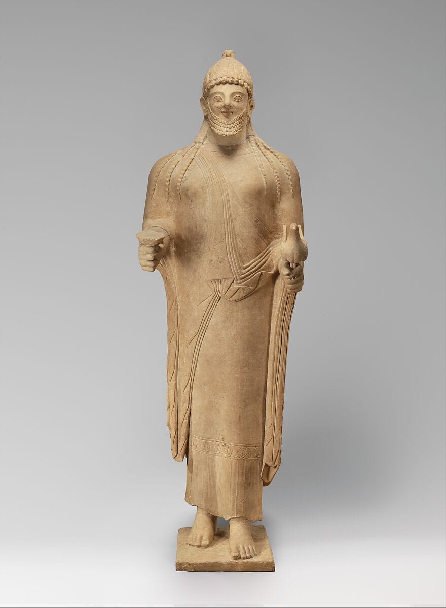 Limestone priest, Archaic II Cypriot statue