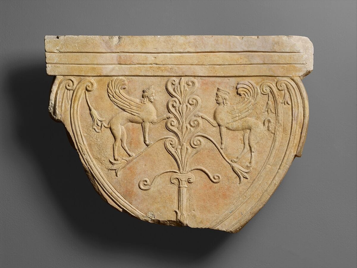 Fragmentary limestone Cypriot capital, Classical Cypriot
